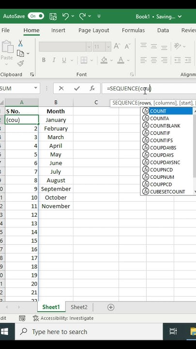 Generate Automatic Serial Number in Excel using Sequence and CountA ...