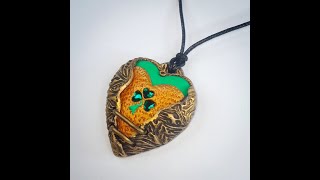 Emerald heart for St. Patricks day, polymer clay.