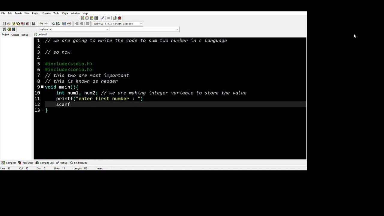 Write a program to find sum of two number in C language !!. - YouTube