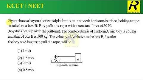 Figure shows a boy on a horizontal platform A on a smooth horizontal surface holding a rope attached
