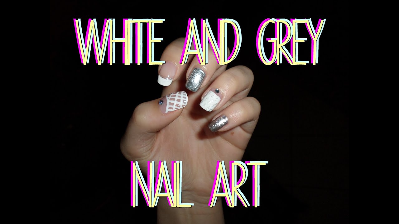 6. White and Grey Striped Nail Design - wide 2
