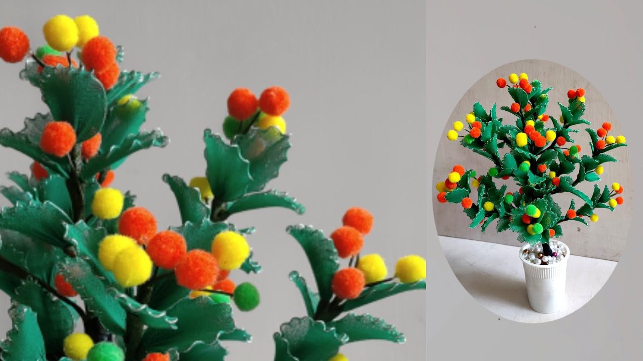 🎄 Tree making | leaf making | pom-pom crafts | nylon stocking flowers | handmade | DIY nylon | socks