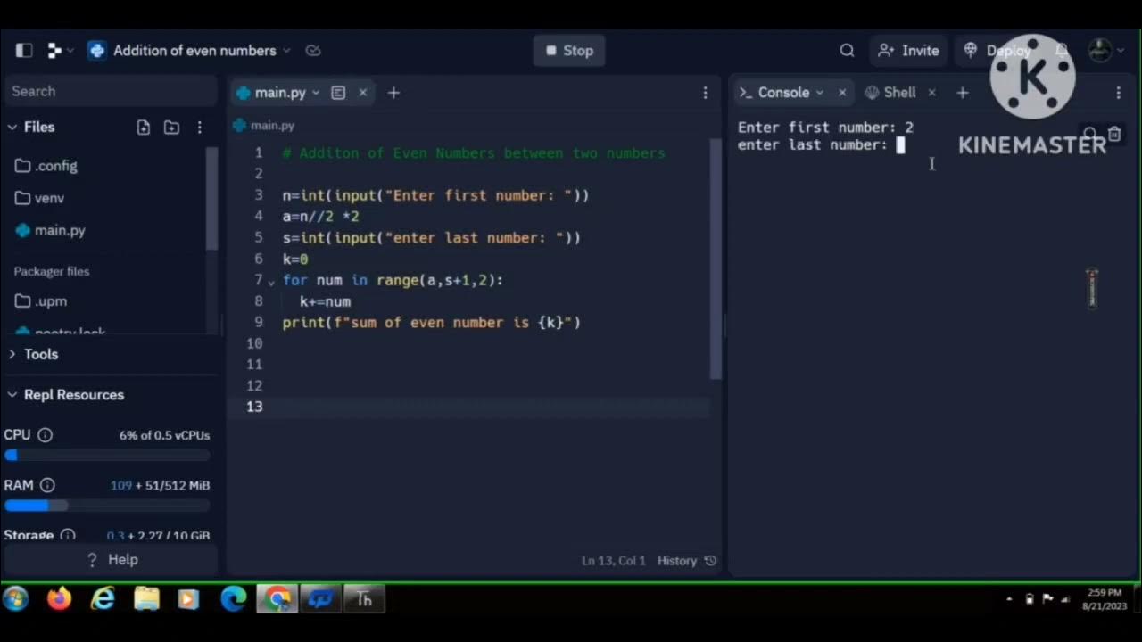 Sum of even numbers in python || Addition of even numbers - YouTube