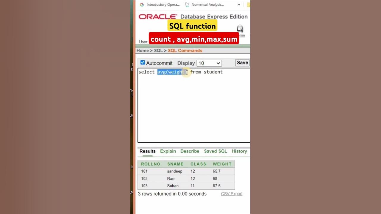 mathematical function in SQL | #countfunction #avgfunction #minfunction ...