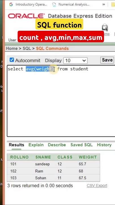 mathematical function in SQL | #countfunction #avgfunction #minfunction ...
