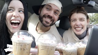 TRYING LOCAL COFFEE SHOP&#39;S HOLIDAY DRINKS!!