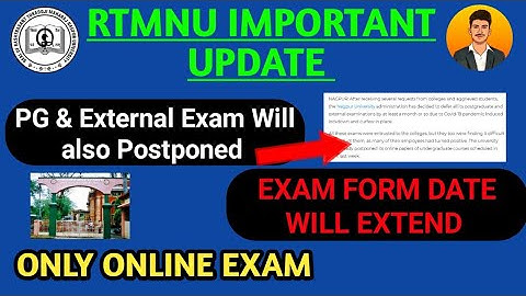 Pg & External Exam Will Postponed | Exam form Dates to Be Extend | RTMNU Important Updates |