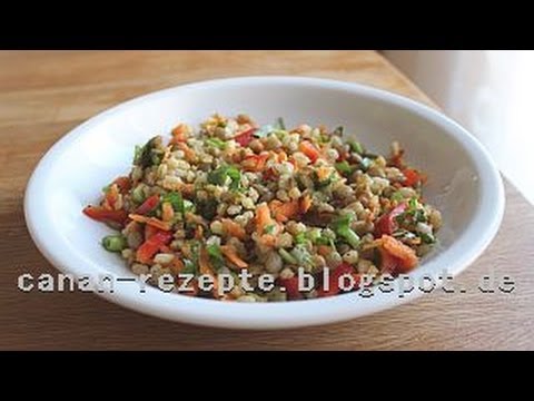 YEŞİL MERCİMEKLİ BUĞDAY SALATASI, Lezzetli, Vitaminli, Vejeteryan, Diyet Tarifi, CANANS REZEPTE