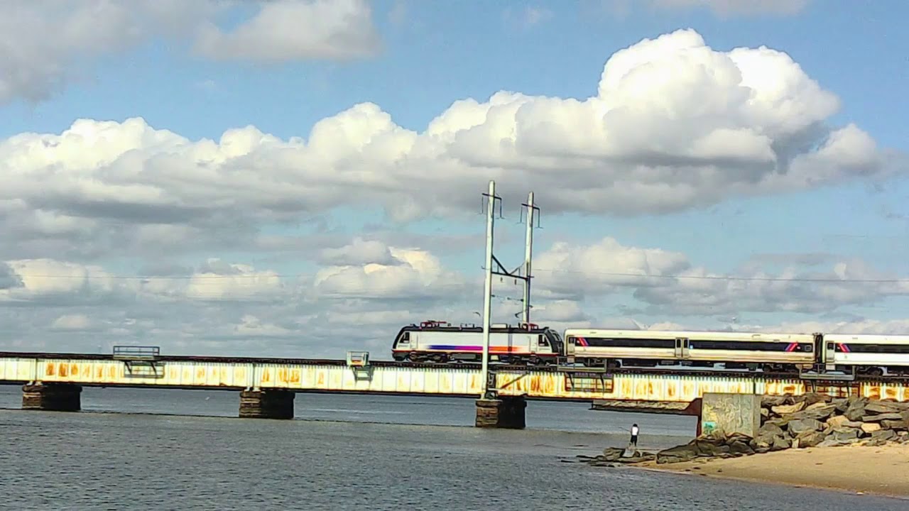 NEW JERSEY TRANSIT NORTH JERSEY COAST LINE Trains Moving On Raritan new-jersey-transit-north-jersey-coast-line-trains-moving-on-raritan