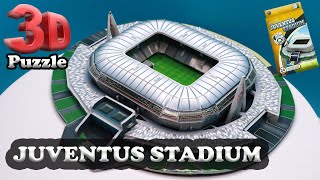 Mini replica of JUVENTUS STADIUM. Putting together a 3D puzzle. Home stadium of Juventus