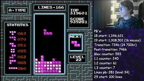 Tap 19 start world record and first recorded tap 19 1.4 - NES Tetris