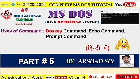 MS DOS Command : Doskey Command, Echo Command,                                   Prompt Command
