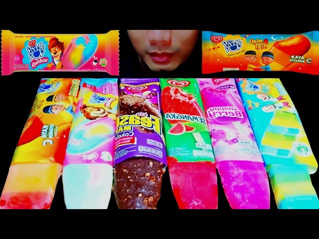 ASMR ICE CREAM PADDLE POP🌈❤️UPIN DAN IPIN,FEAST MAX, FRUITY TOWER, RAINBOW, HAPPY BERRY, WALLS FEAST