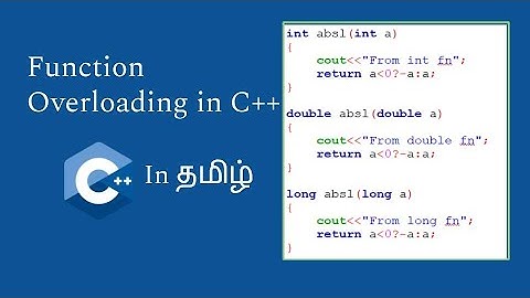 Function Overloading in C++ (Tamil) | C++ in Tamil | Logic First Tamil