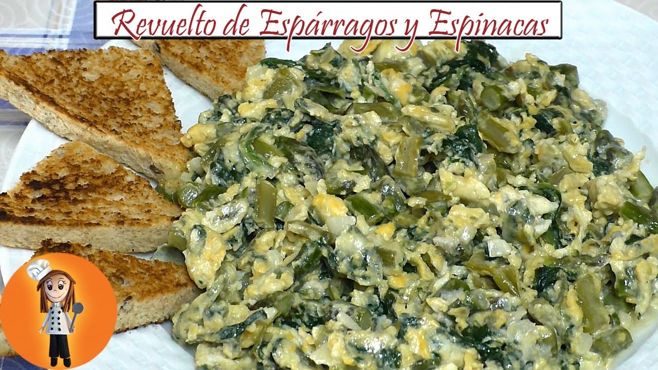 Revuelto de Espárragos y Espinacas | Receta de Cocina en Familia