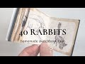 Sketchbook tour no3  40 rabbits  homemade vintage french schoolbook paper  biro art