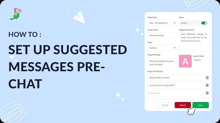Setting up suggested messages pre chat