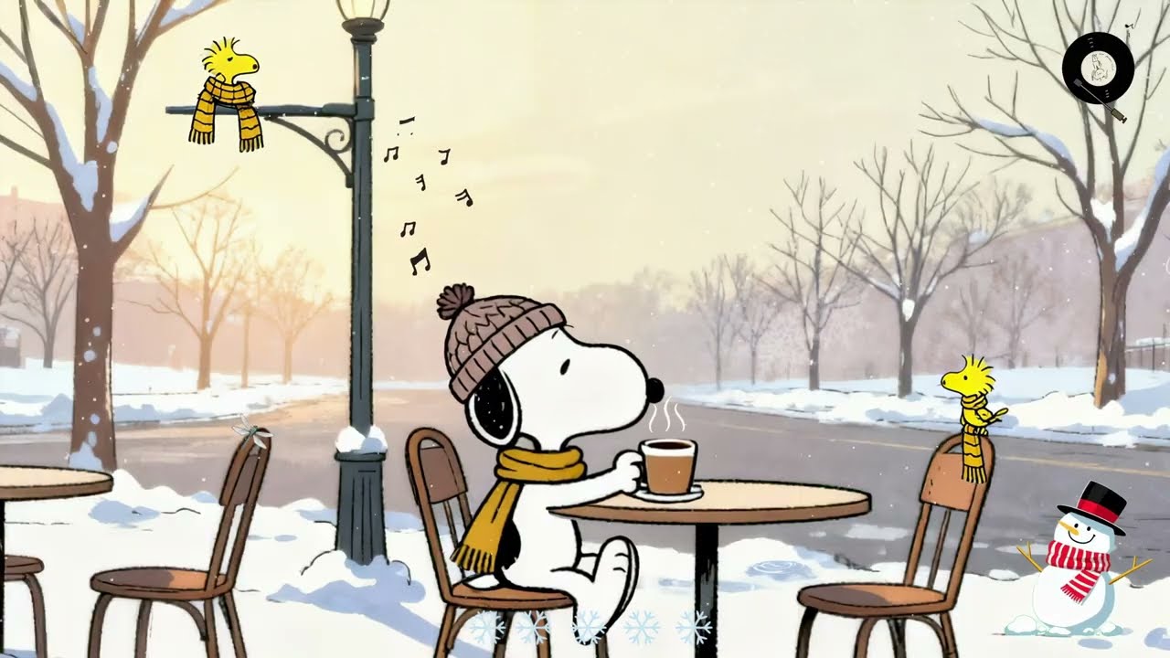 ☕ Snoopy Winter Coffee Time ❄️ Chill Lofi Beats 🌤️ Calm Morning Cafe Vibes