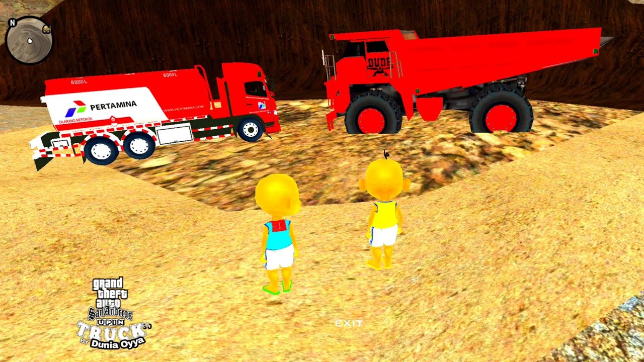 Upin & ipin Senang Tinggal diRumah Nenek Moyang Coba banyak Koleksi Mobil Truk Tronton😍 Dunia Oyya