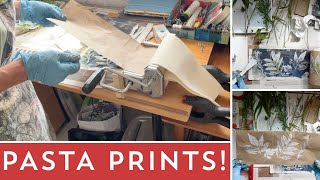 Pasta Machine Printmaking Experiments | Printing Plants, Oil Paint &amp; Cardboard