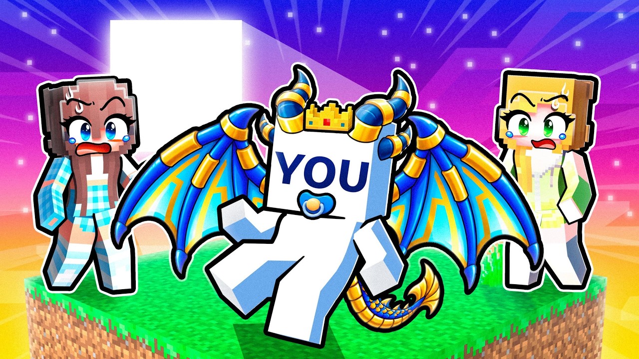 YOU Became a BABY DRAGON KING on ONE CHUNK in Minecraft!