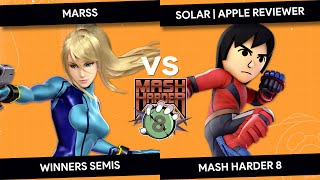 Mash Harder 8 - Marss (Zero Suit Samus) vs Solar | Apple Reviewer (Mii Brawler) - Winners Semis