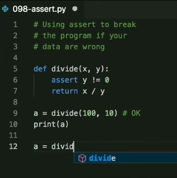 The "assert" keyword can be used to check the input data for validity ...