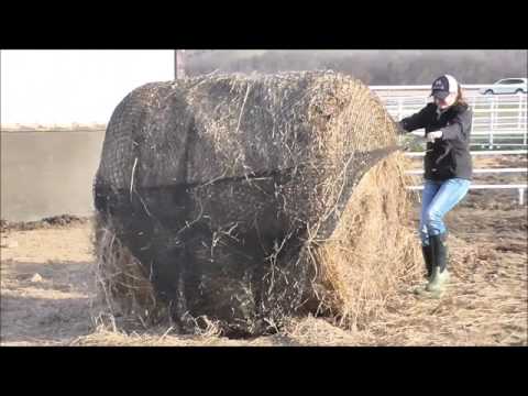 How to put hay net on a round bale