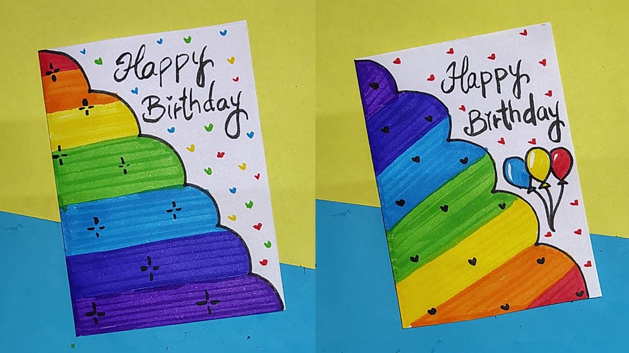 2 Easy And Beautiful Birthday Card Idea/How to make birthday card with ...