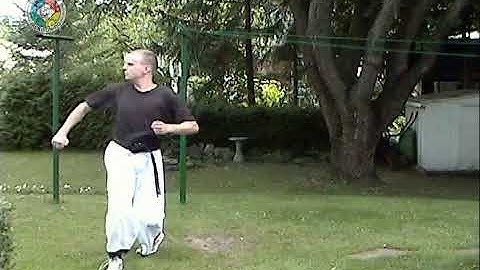 Taekwondo: Hapkido: Foundations: Jumping 360 inward crescent kick (side view)