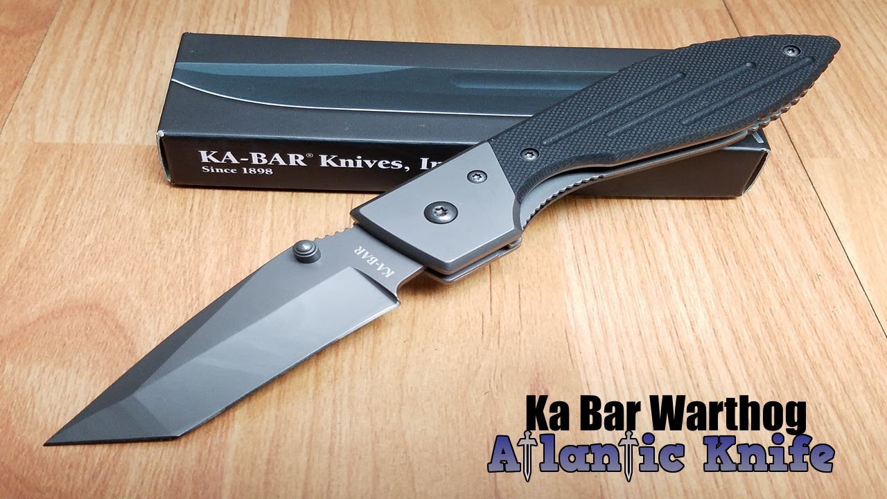 KA BAR WARTHOG FOLDING BLACK POCKET KNIFE W/ STANDARD TANTO EDGE 3074
