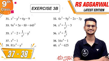 Rs Aggarwal Class 9 | Exercise 3B Q. 37-38 | Chapter 3 Factorisation of Polynomials | Md Sir Class 9