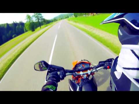 KTM SMC R 2012 ride with Yamaha R6 :) Summer 2016