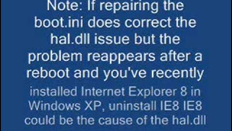 TROUBLESHOOT hal.dll error msg on XP