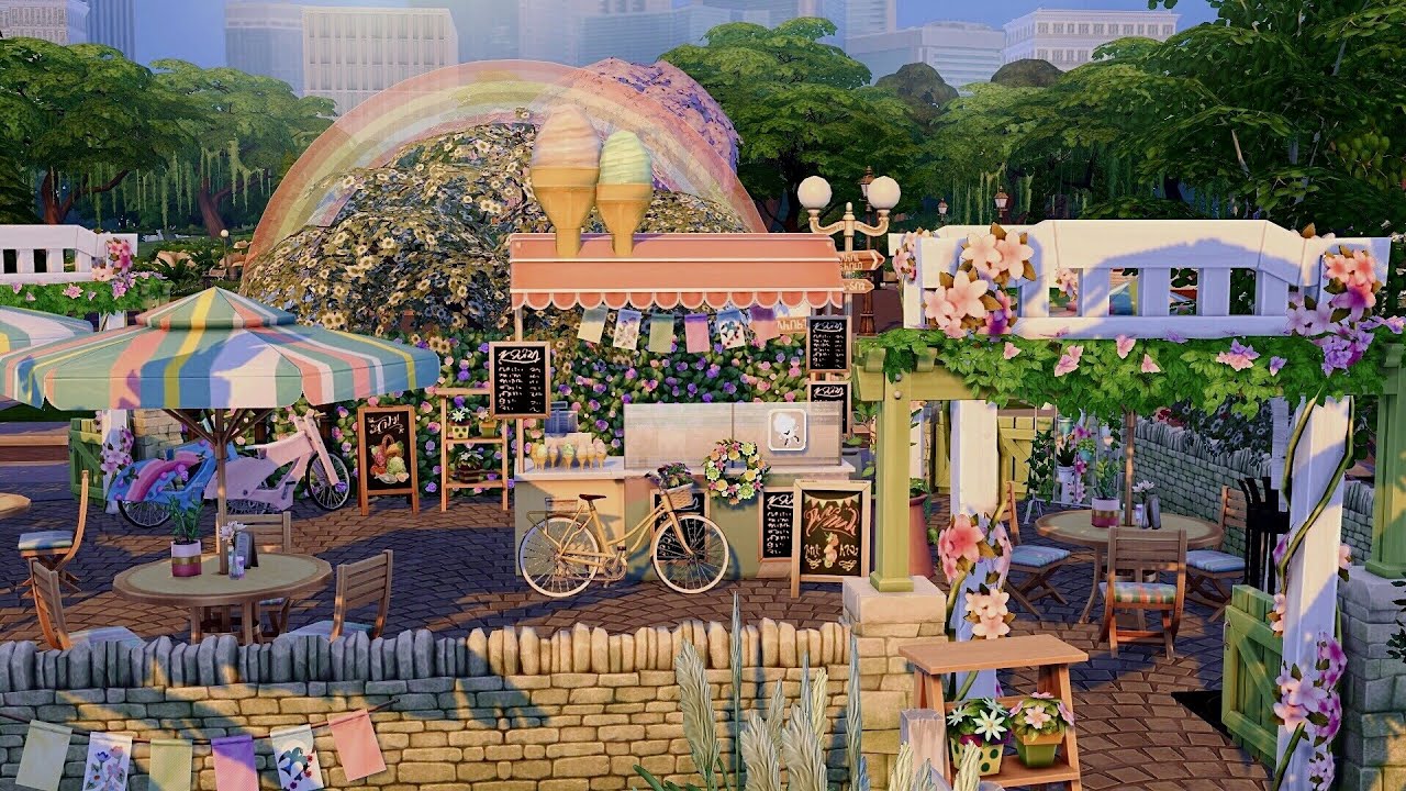 Ice Cream Shop • The Sims 4 • No CC Speed Build YouTube