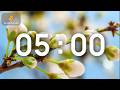 5 Minute Spring Classroom Timer with Music | No Loud Alarm 🌸