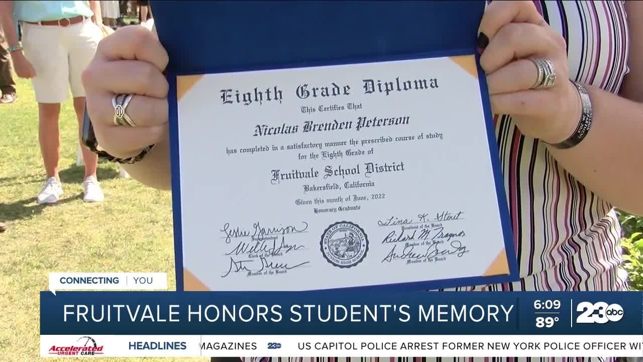 Fruitvale Junior High School honors student's memory 
