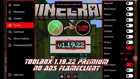 Toolbox 1.19.22 Premium Infinite Time No Ads | FlameClient V3 Fixed Bug For Minecraft Pe 1.19.22