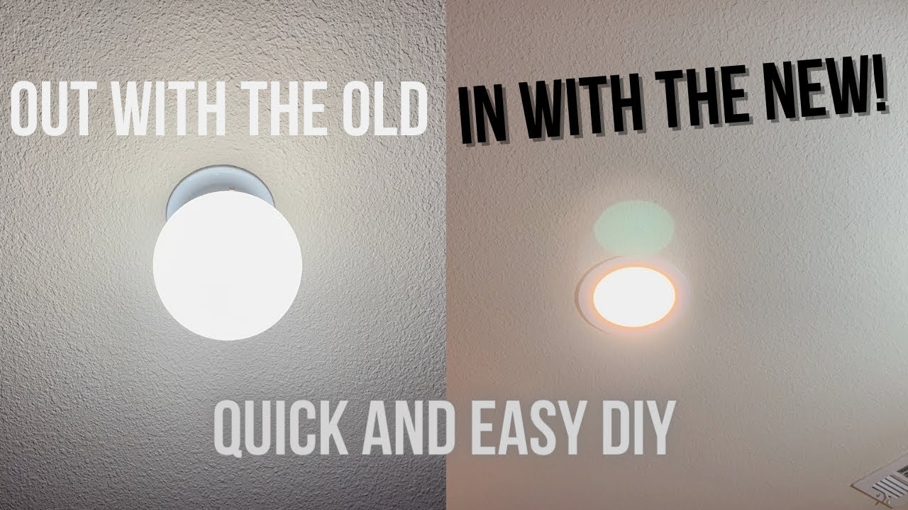 Ceiling light upgrade to flush mount LED light - YouTube