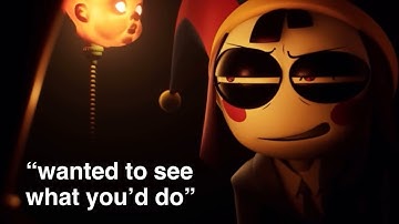 jax trying to discreetly learn about pomni for 2 minutes and a half