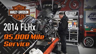 Master Technician Bill Miko performs a 95K mile service on this 2014 HarleyDavidson FLHX.