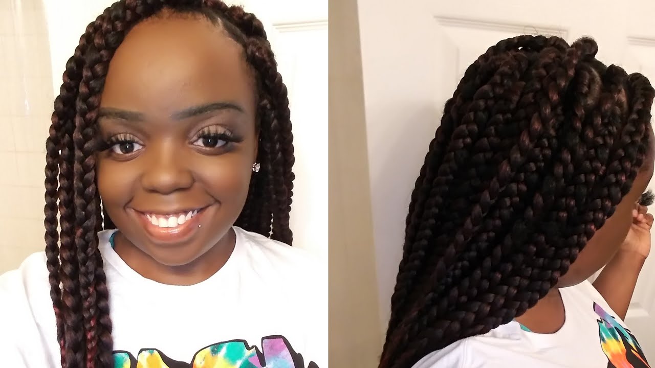 Box Braids With Rubber Bands At The End First Time doing box braids using rubber band method ( D.I.Y) - YouTube