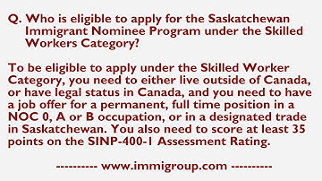 Who is eligible to apply for the Saskatchewan INP under the Skilled Workers Category?