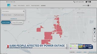 Power outage affecting more than 8,000 PG&E customers in southwest Bakersfield