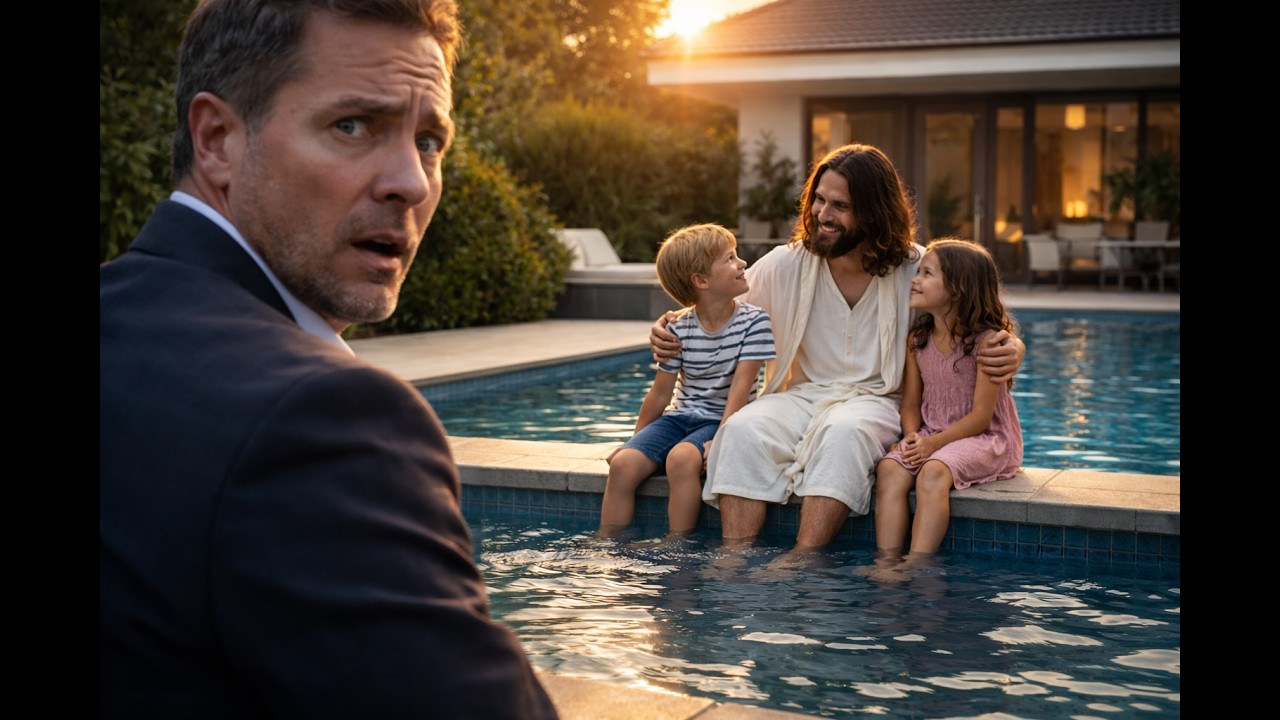 Milioner wrócił do domu wściekły… i zaniemówił, widząc Jezusa z własnymi dziećmi przy basenie CLE