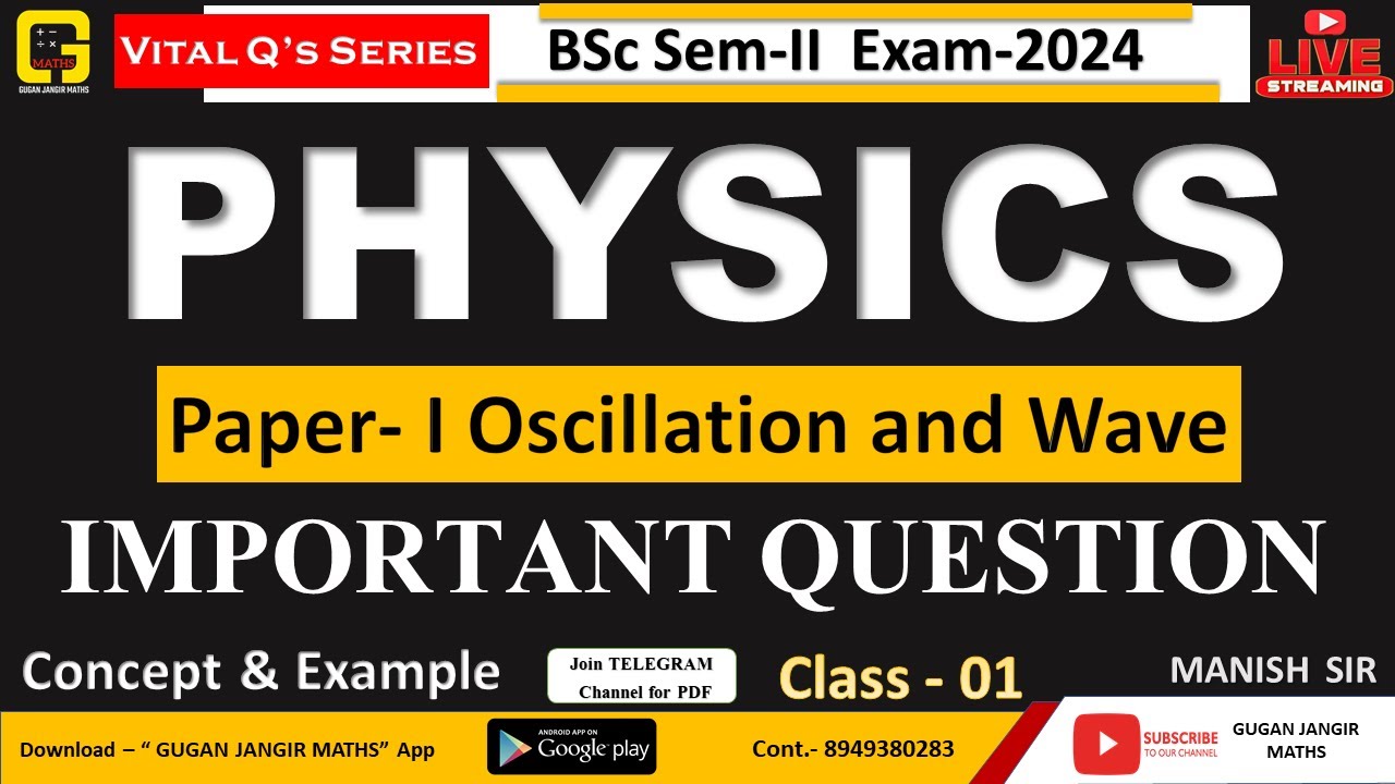 PHYSICS/BSc /Semester-II/IMPORTANT QUESTIONS/ PAPER-I/MGSU/Exam-2024/Class-01