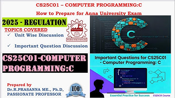 Anna University Exam Preparation CS25CO1 Computer Programming: C Important Questions