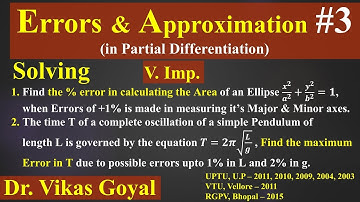 Errors & Approximations #3 in Hindi (V.Imp) | Numerical Problems | Partial Differentiation