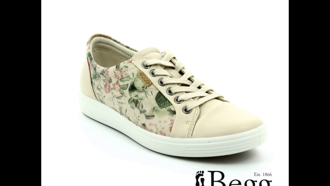 ECCO Soft 7 Flower 430003-50471 Beige multi lacing shoe - YouTube