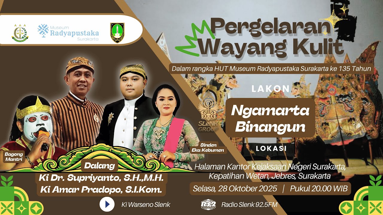 🔴Live Pergelaran Wayang Kulit HUT Museum Radyapustaka Ke 135 Tahun Dengan Lakon 